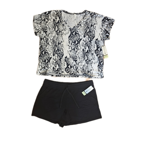 Ideology Womens Snakeskin-Print Top And Activewear Lounge Shorts, 1X - Picture 2 of 4